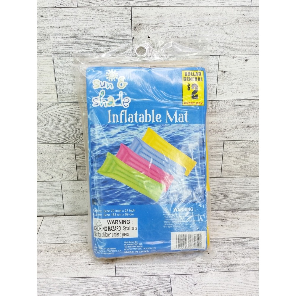 Vintage Inflatable Mat Sun & Shade  2001 Yellow  72 x 27 New & Sealed Pool Float